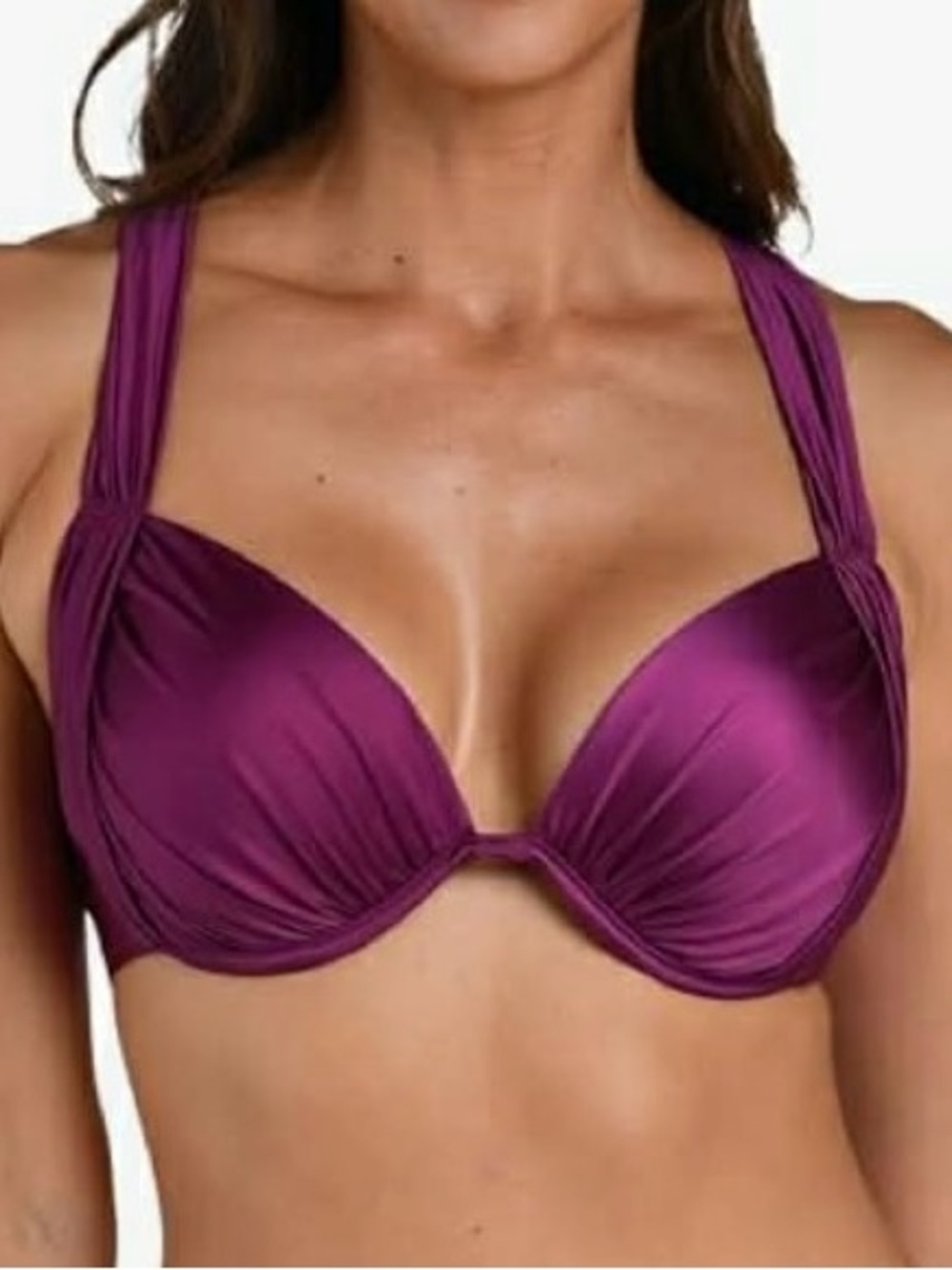 La Blanca Berry//Earth Goddess  Underwire Draped Bikini Top  size 8 NW